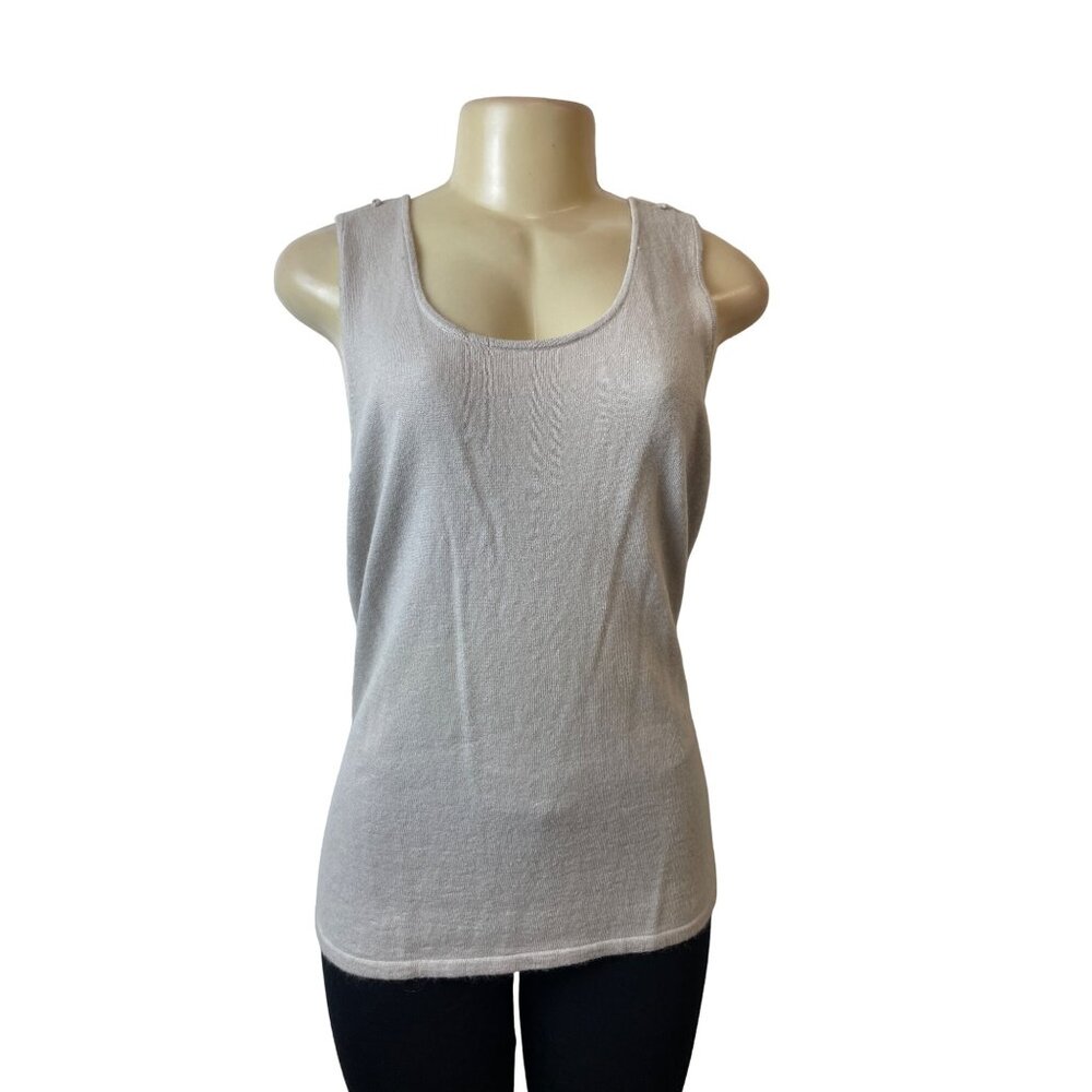 Adrienne Vittadini Studio Women's Grey Sleeveless Casual Tank Top Sz L